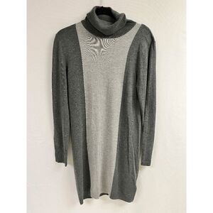Adrienne Vittadini Womens Long Sleeve Mock Neck Sweater Dress Gray Sz Large